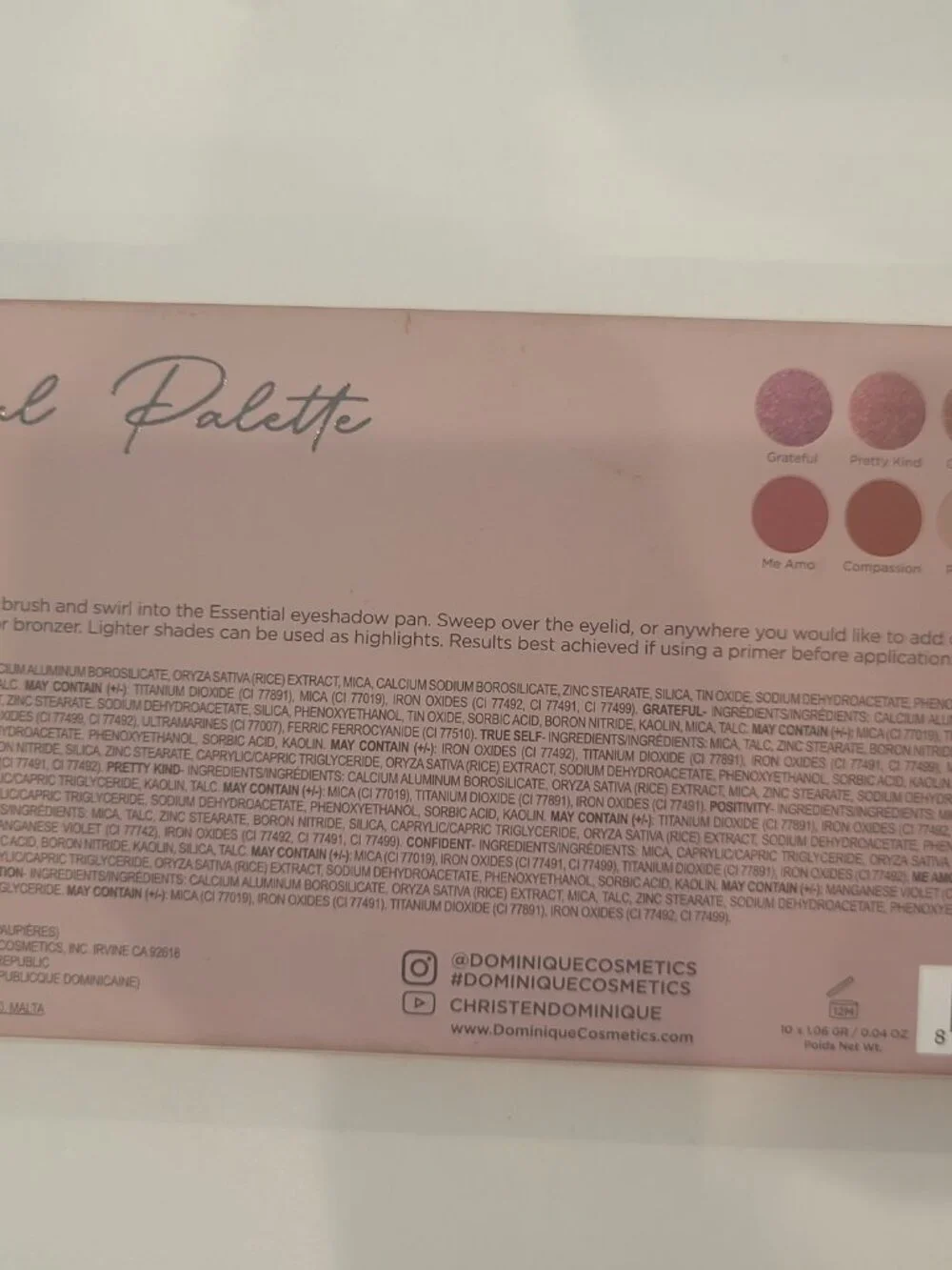 NIB Dominique Cosmetics Essential 10 Shades Eyeshadow Palette